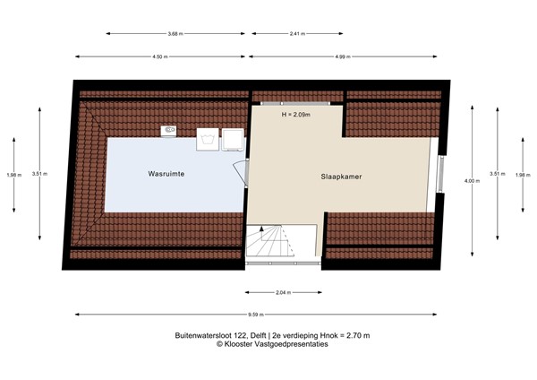 Plattegrond - Buitenwatersloot 122, 2613 SV Delft - Buitenwatersloot 122_2e verdieping.jpg